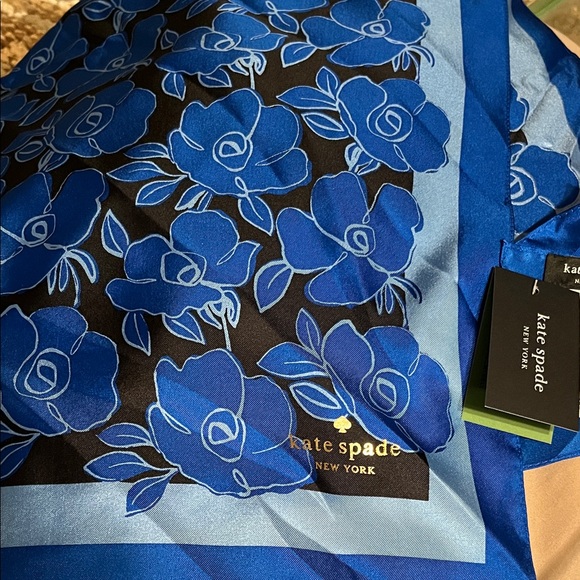 kate spade Accessories - NWT Kate Spade Vibrant Blue Rose Scarf 28”+28”